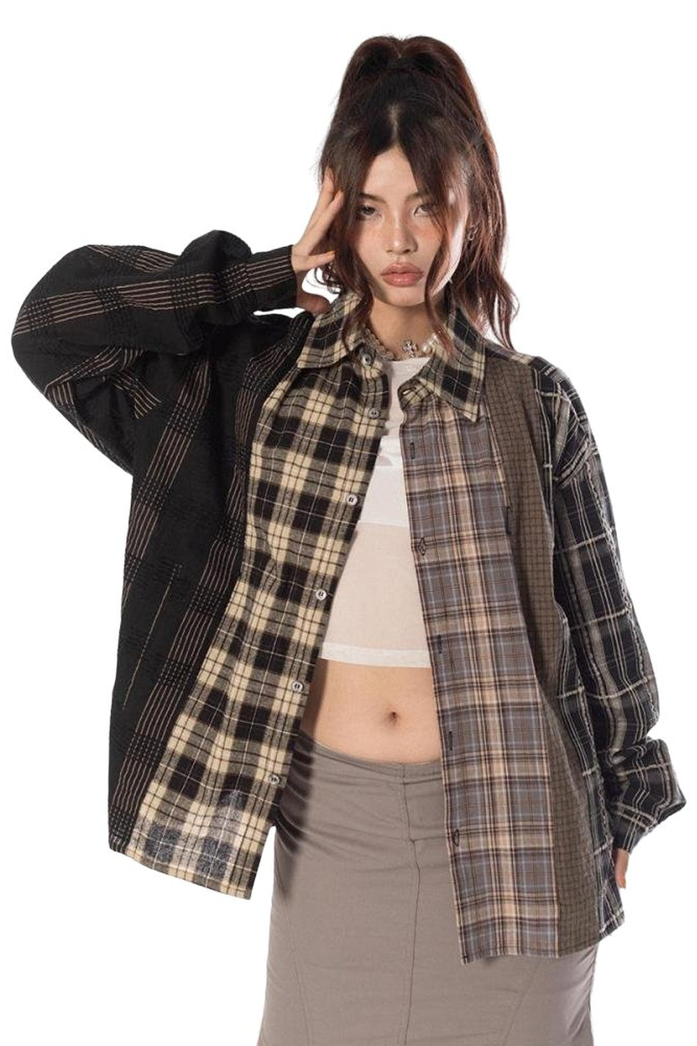 Vintage 90s Grunge Plaid Shirt in MULTI pattern.