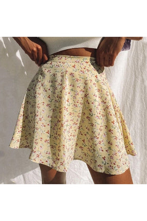 90s Summer Floral Print Skirt