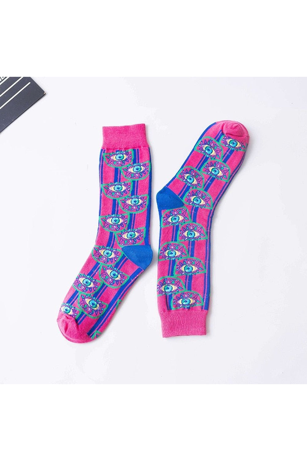 Colorful Abstract Pattern Socks featuring unique eyes design.