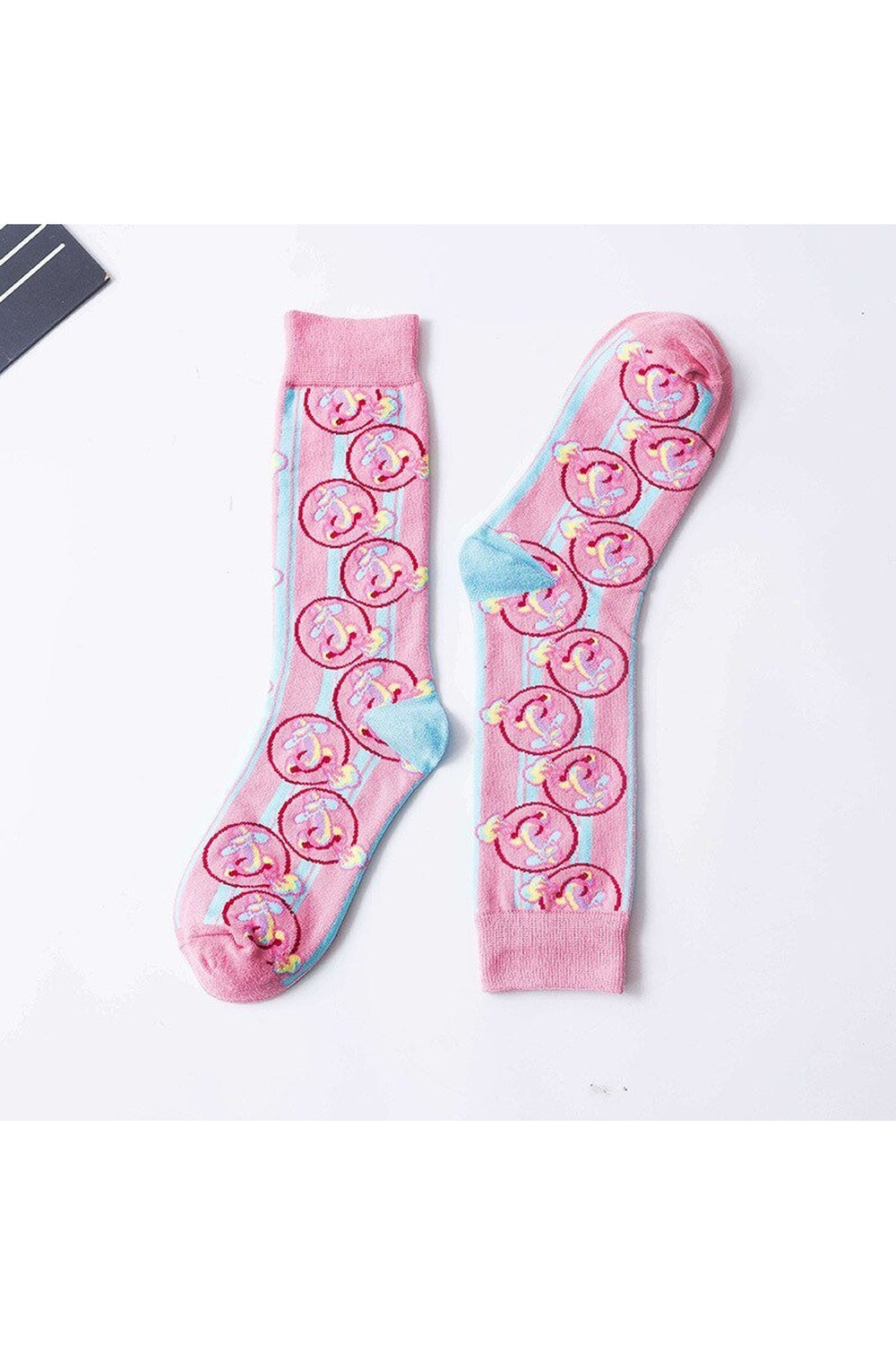 Pink Abstract Pattern Socks featuring vibrant design.