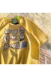 Yellow Adorable Doodle Animal T-Shirt featuring charming design.