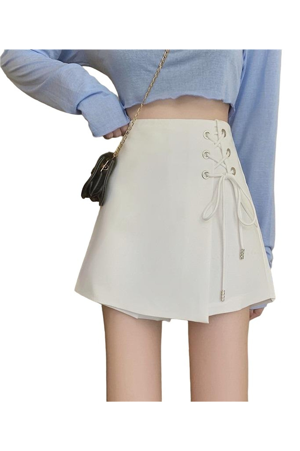 Stylish white bandage skirt with asymmetrical design.