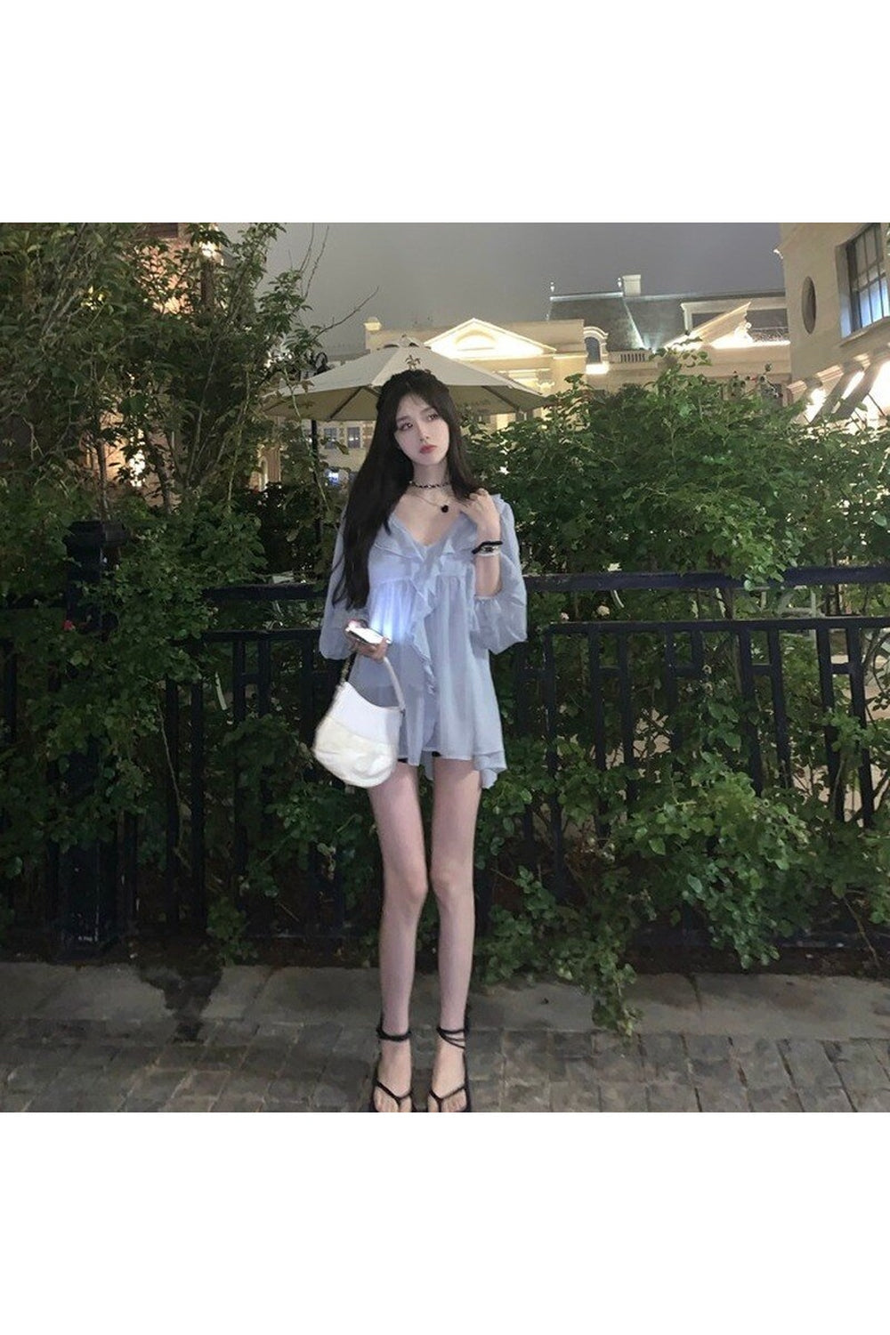 Aesthetic Blue Summer Blouse