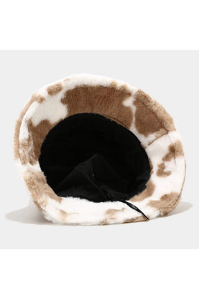 Aesthetic Cow Print Plush Bucket Hat