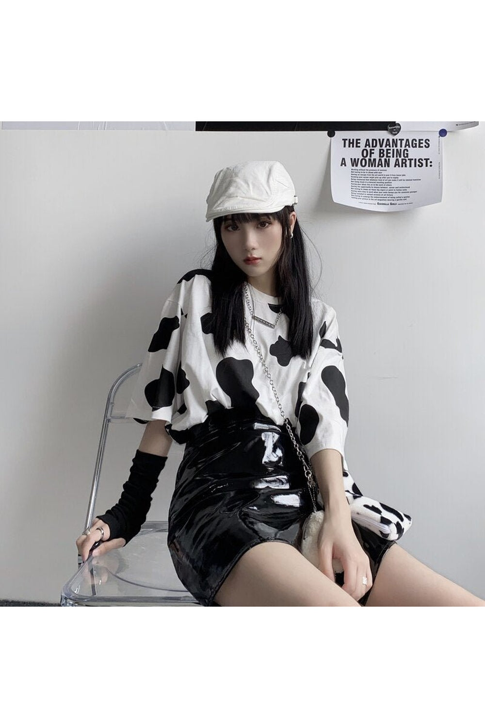 Aesthetic Cow print T-shirt in Bai with elegance.