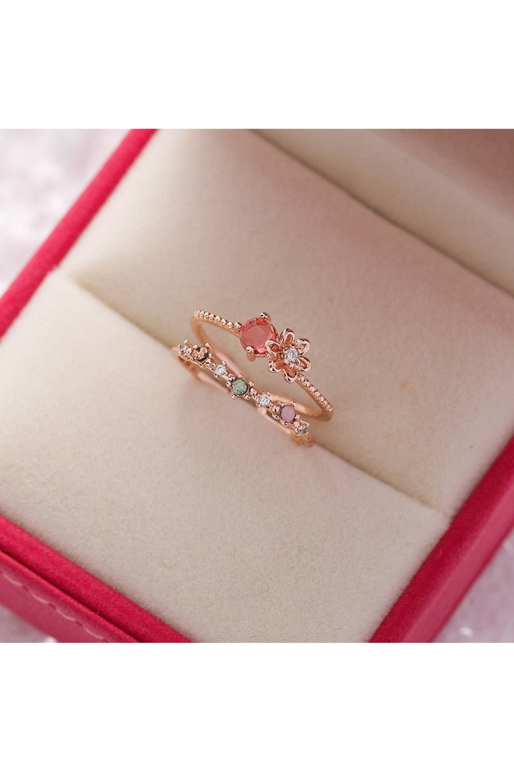 Aesthetic Crystal Flower Ring