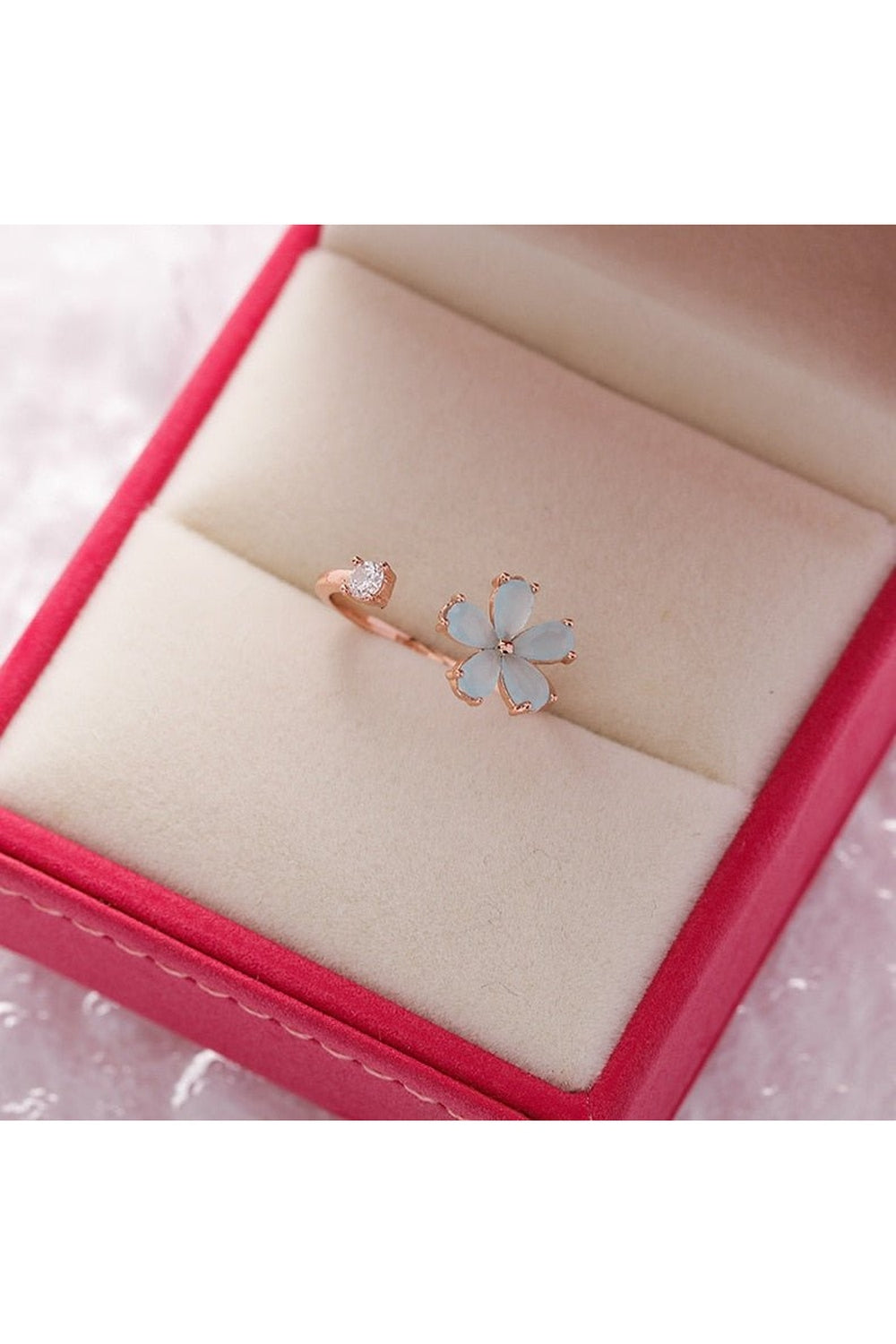 Aesthetic Crystal Flower Ring