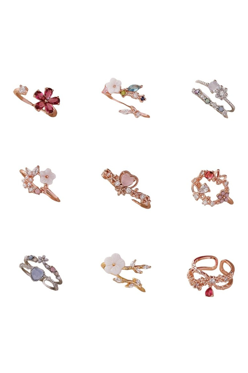 Aesthetic Crystal Flower Ring