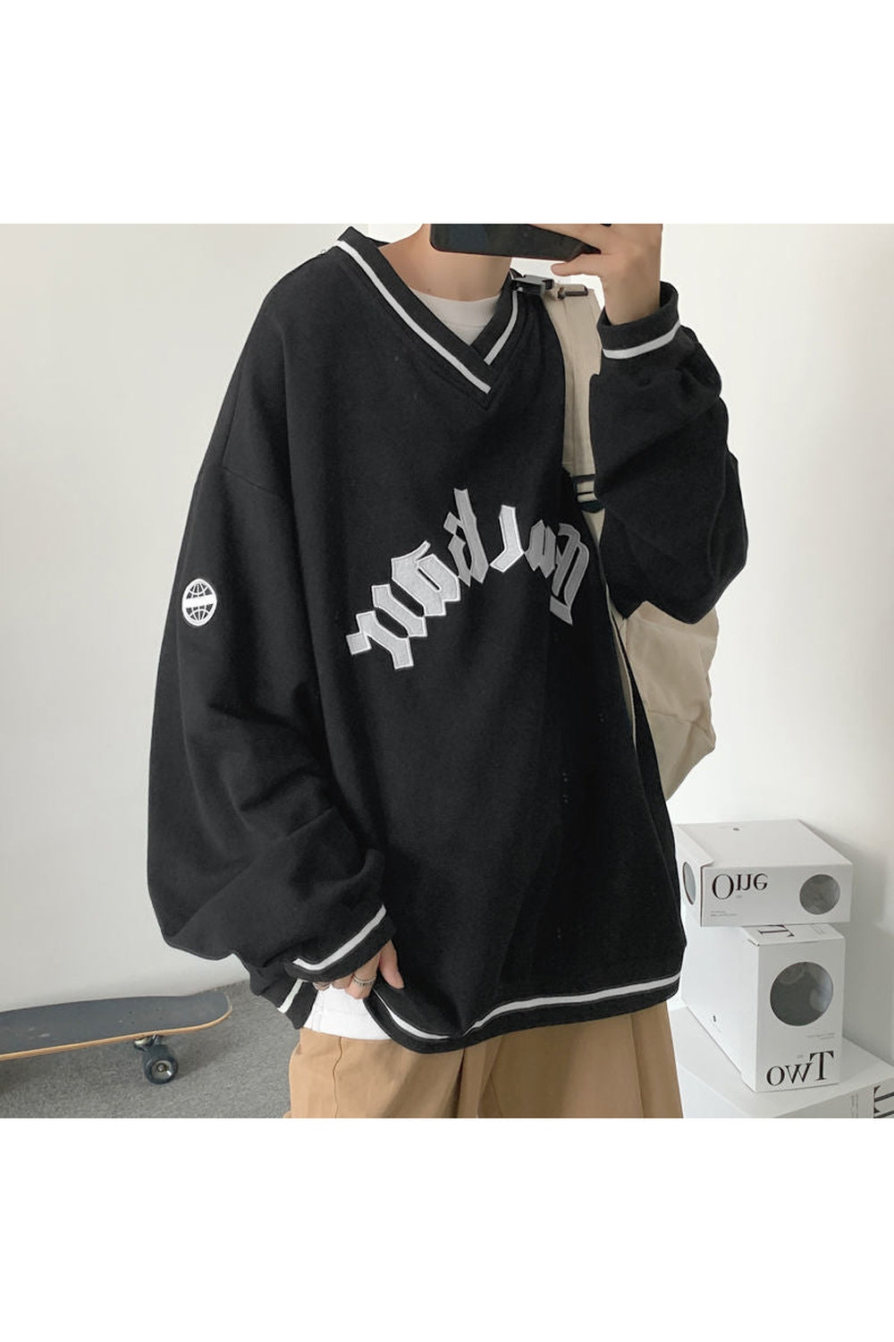 Aesthetic Letter Print Oversize Sweatshirt