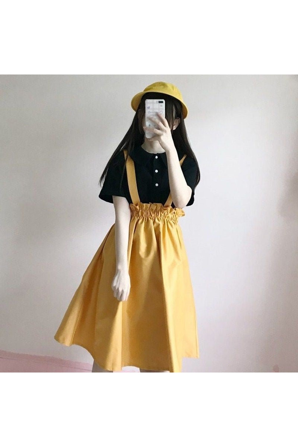 Yellow Aesthetic Long Skirt with elegant design.