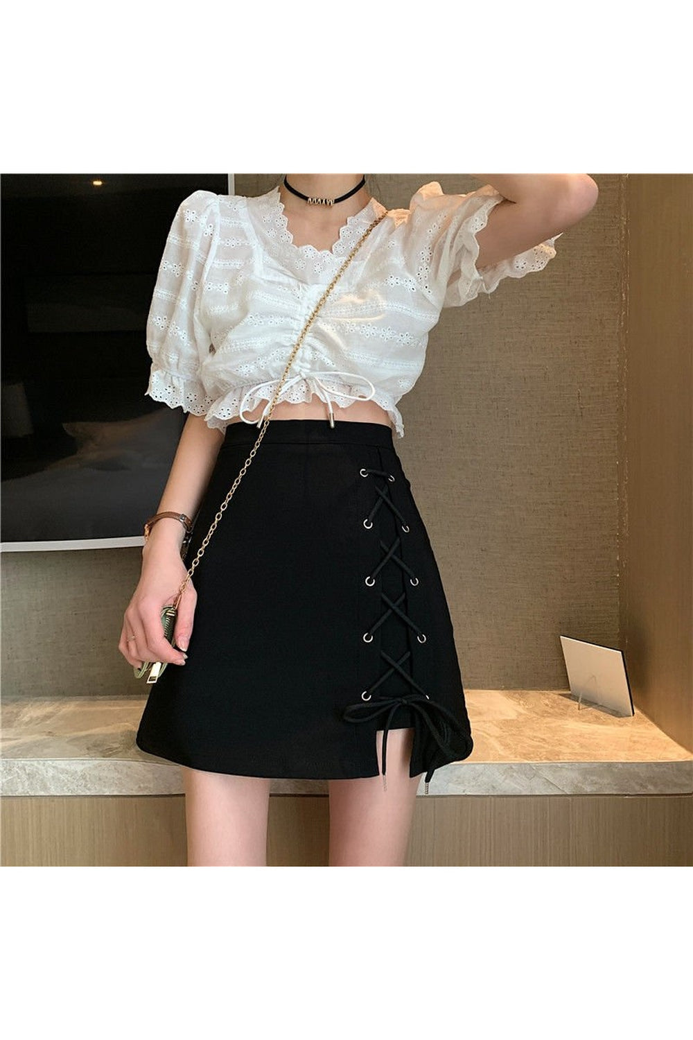 Aesthetic Mini Lace-up Skirt