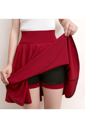 Burgundy Aesthetic Pleated High Waist Skirt: Stylish and elegant.