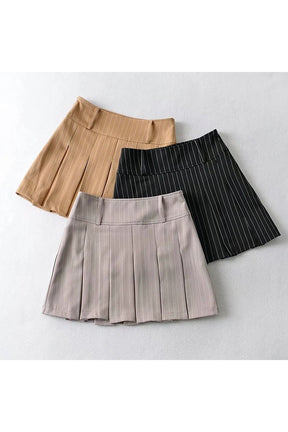 Aesthetic Pleated Striped Mini Skirt