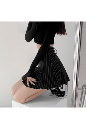 Aesthetic Pleated Striped Mini Skirt