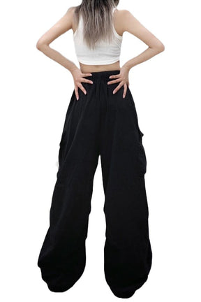 "Alt Baggy Cargo Pants in sleek Black color."