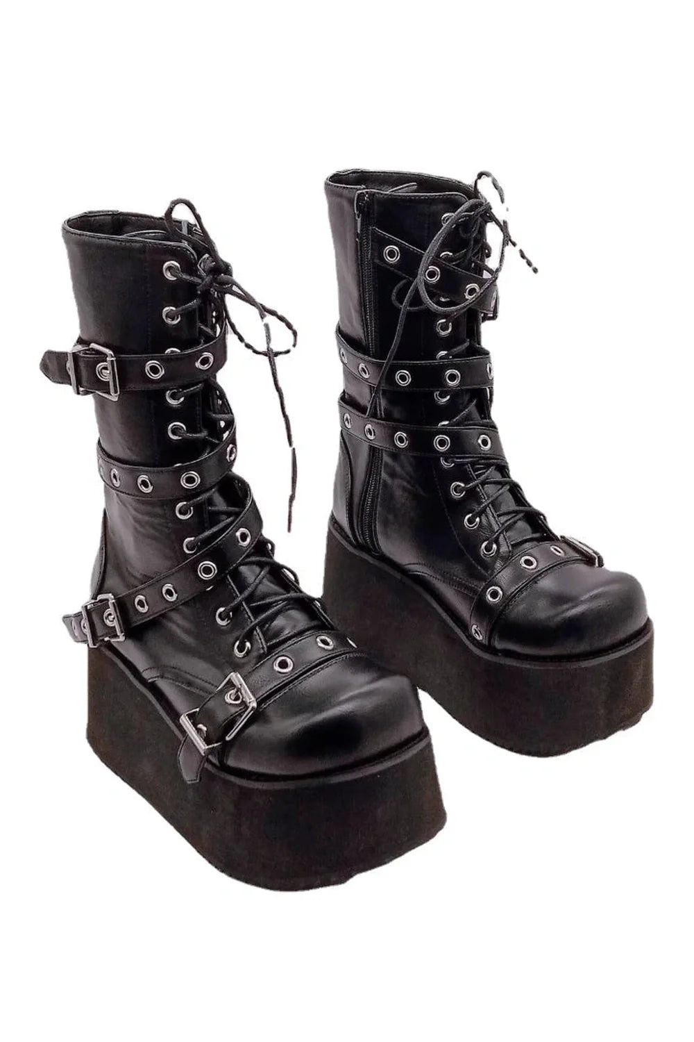 Black Alt Couture Platform Gothic Boots, edgy fashion.