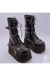 Black Alt Couture Platform Gothic Boots, edgy fashion.