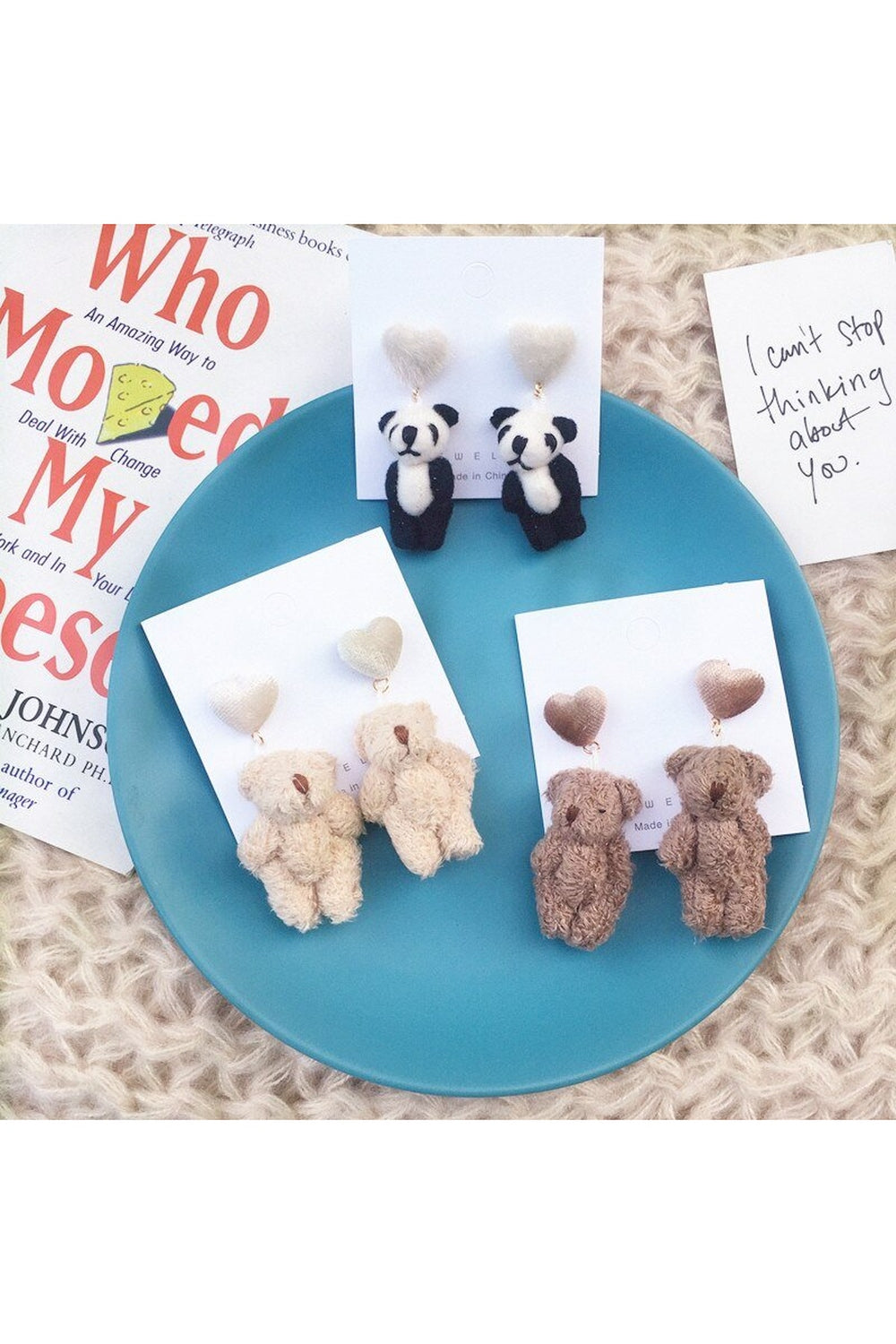 Alt Cute Plush Bear Earrings