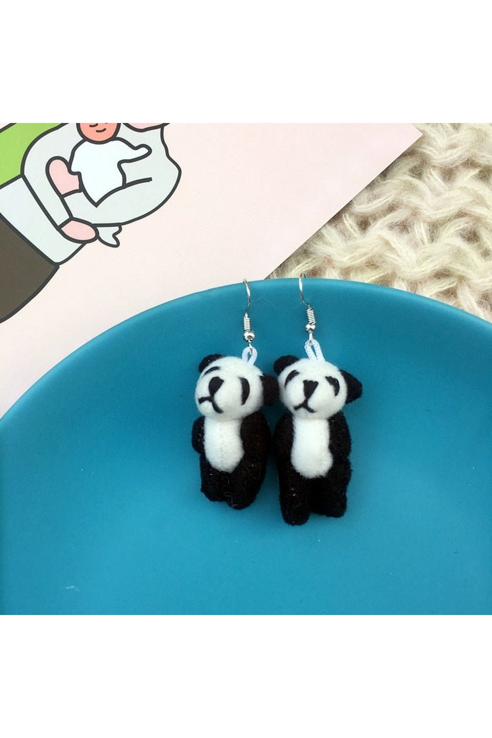 Adorable Panda 01 plush bear earrings.