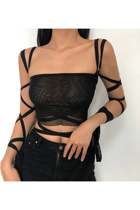 Alt Fashion Black Mesh Crop Top