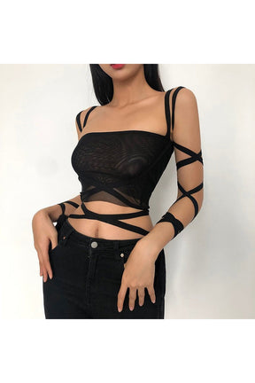 Alt Fashion Black Mesh Crop Top