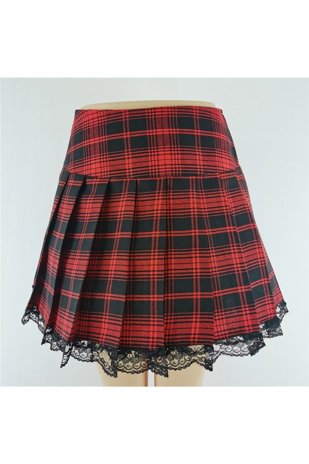 Stylish Alt Lace Plaid Skirt 9541-2HOS in navy.