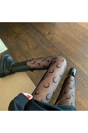 Alt Moon Pattern Tights Fishnet