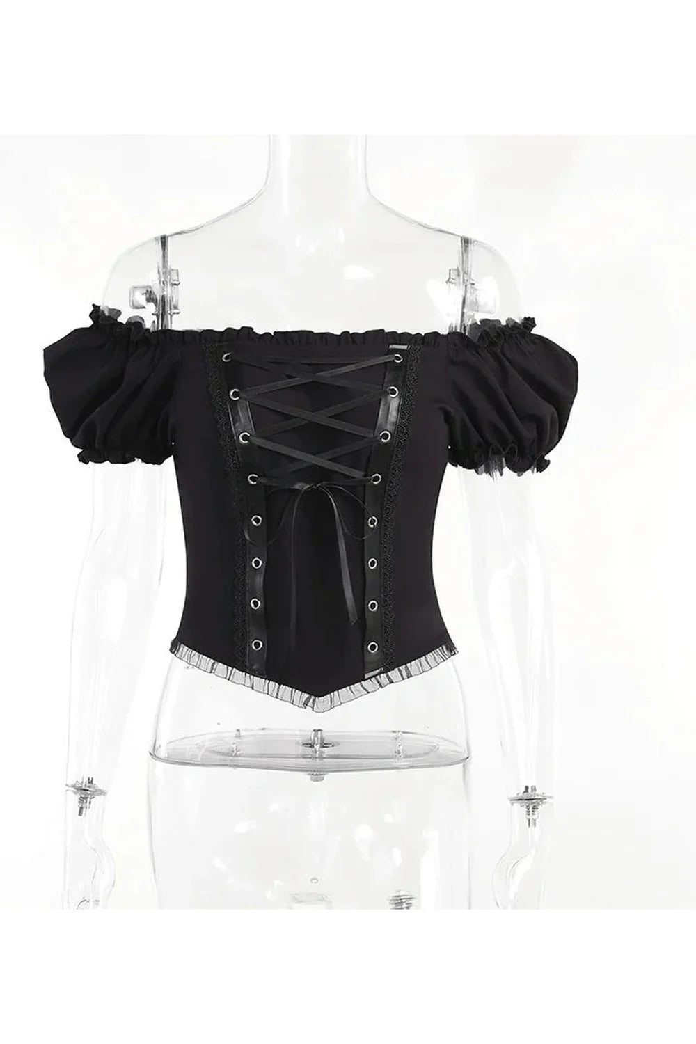 Black lace bandage top for slim women.