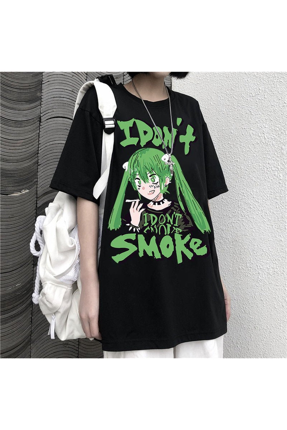 "Alt Style Anime T-shirt in Hei color, edgy."