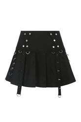 Trendy Alt Style Pleated Mini Skirt in Black.