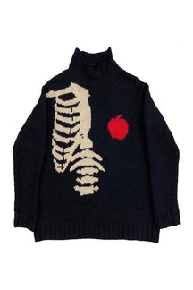 Black Fall Alt Style Skeleton Knit Sweater showcasing.