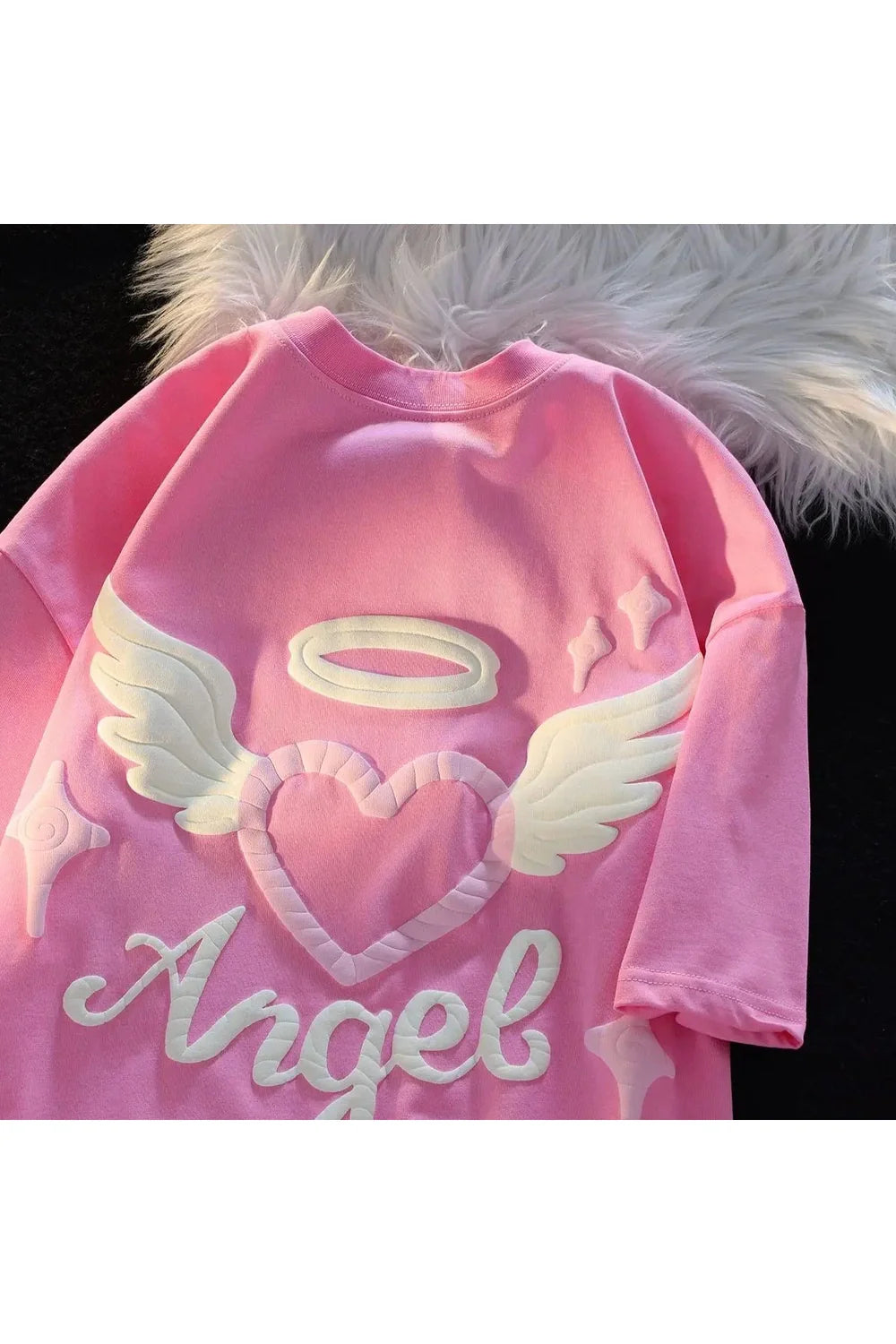 Soft pink Angel Love Cotton T-shirt radiates charm.