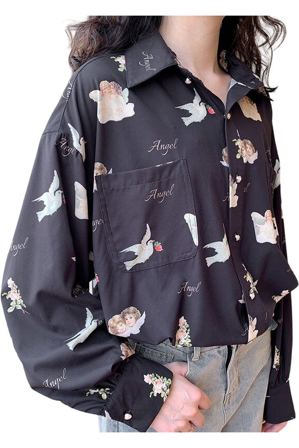 Angel Print Aesthetic Shirt