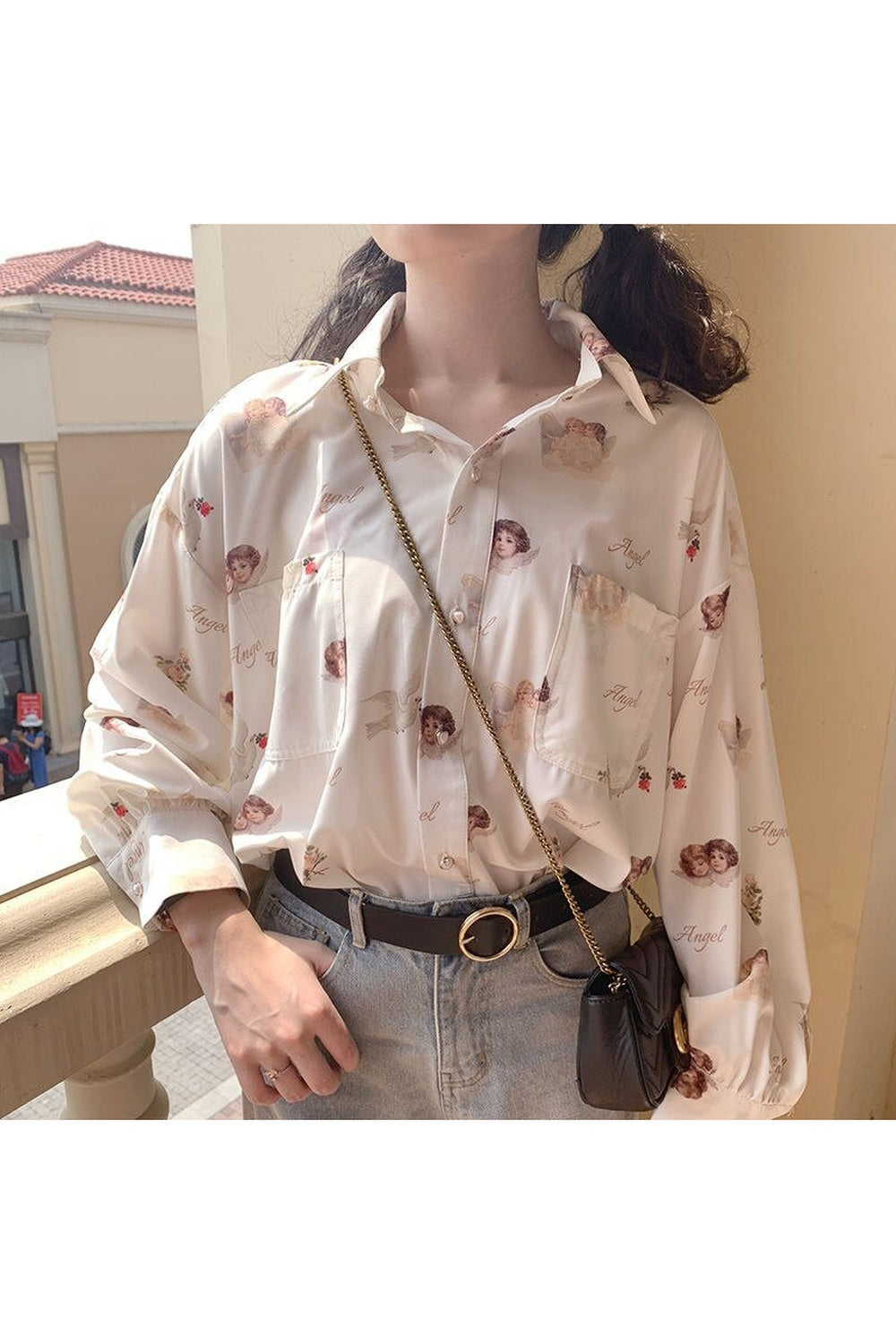 Angel Print Aesthetic Shirt