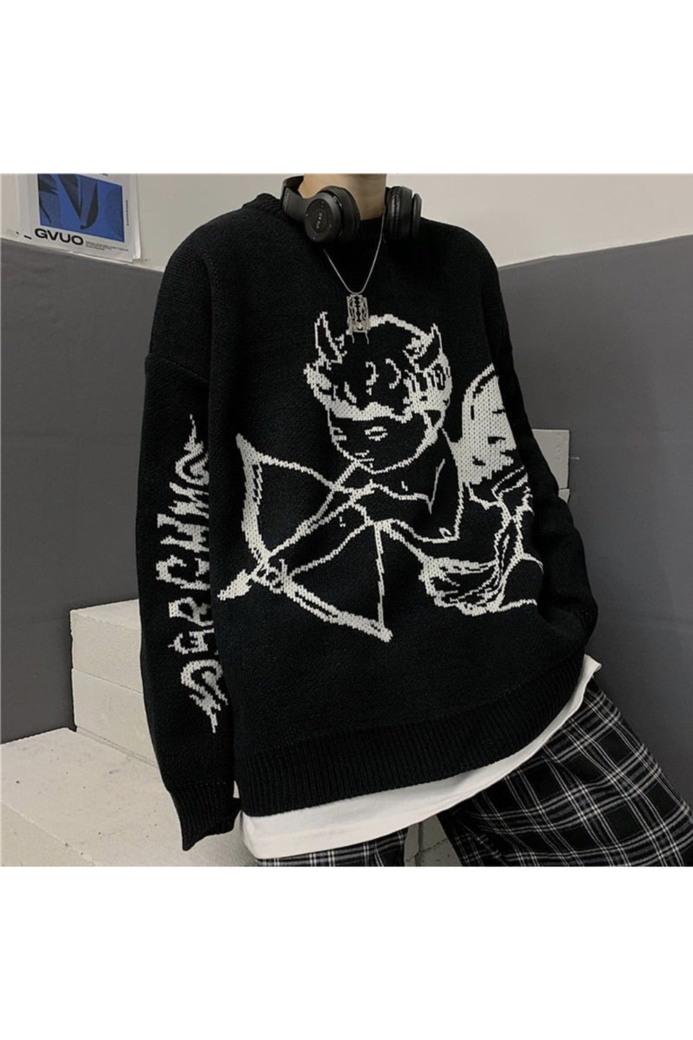 Fall Angelcore Print Knitted Sweater