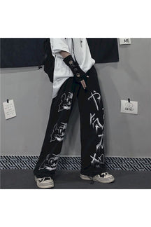 Stylish Anime Goth Black Pants in black color.