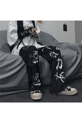 Stylish Anime Goth Black Pants in black color.