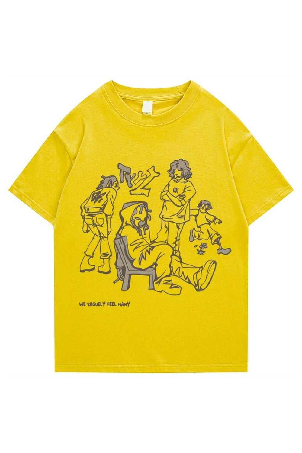 Yellow Anime Graphic Streetwear T-shirt with vibrant design.