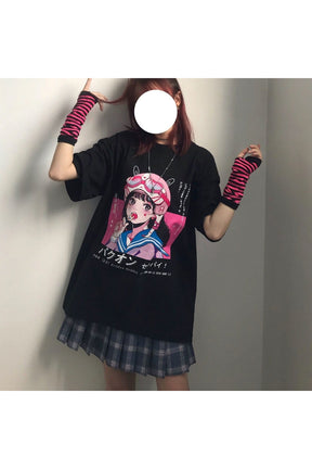 Anime Harajuku Black T-shirt