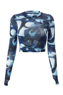 Aqua Swirl Crop Top variant a, featuring sleek design.