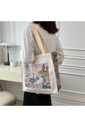 Art Hoe Retro Flower Shopping Bag