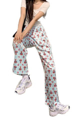 Art print loose casual pants