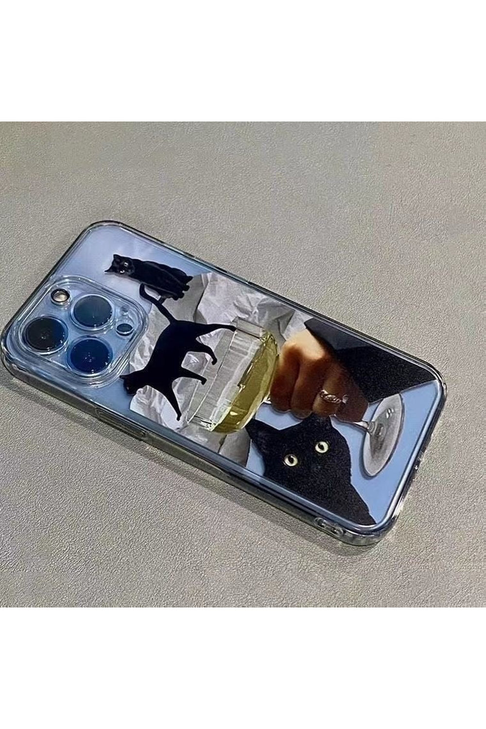 Artsy Funny Black Cat Wine Case for iPhone