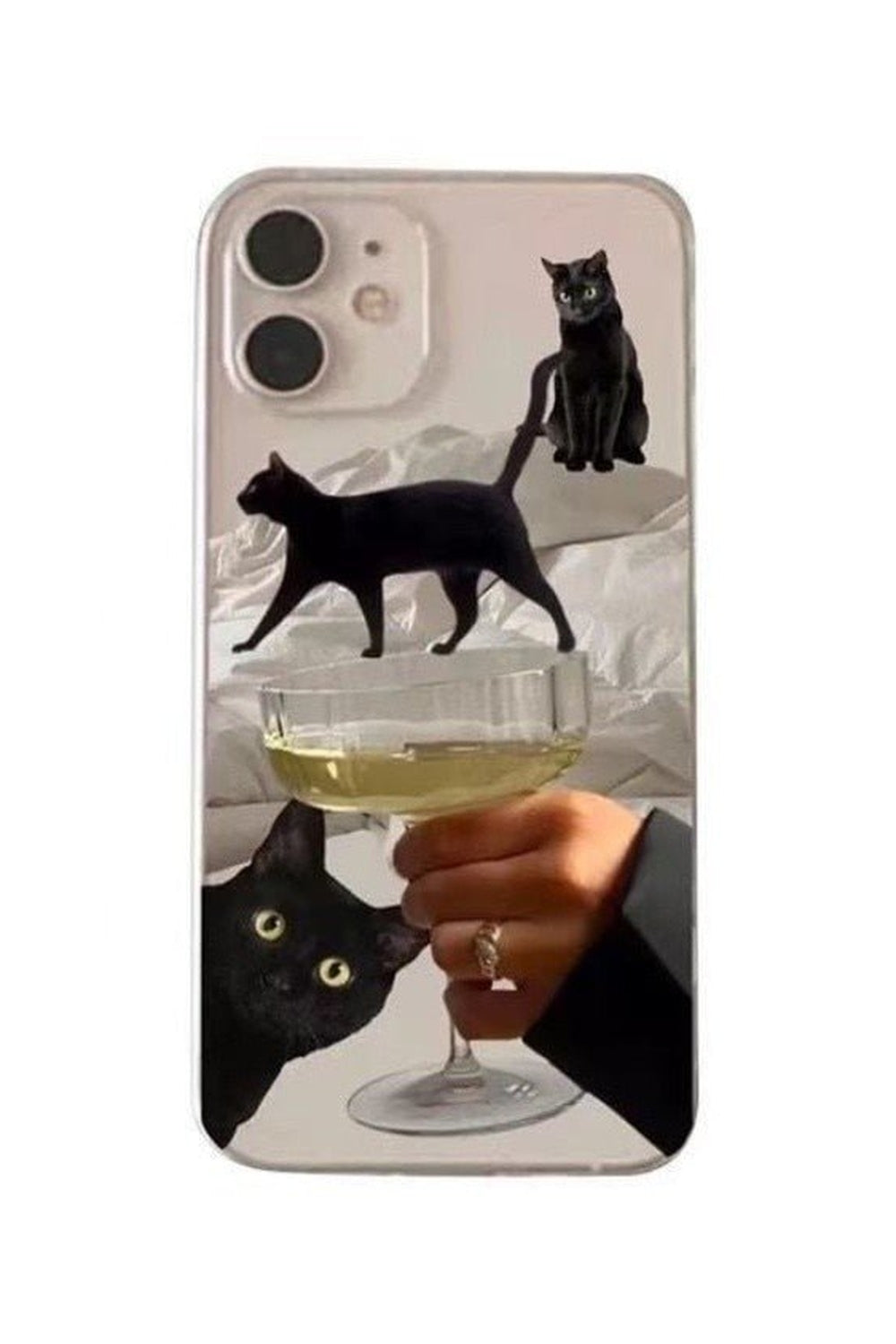 Artsy Funny Black Cat Wine Case for iPhone