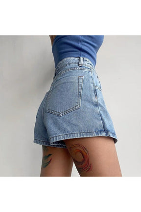 Asymmetrical Denim Mini Skirt