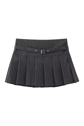 Stylish Autumn Chic Short Zipper Skirt in Plaid Dark Gray.