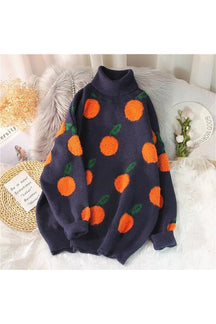 Fall Autumn Winter Cherry Pattern Sweater