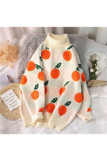 Fall Autumn Winter Cherry Pattern Sweater