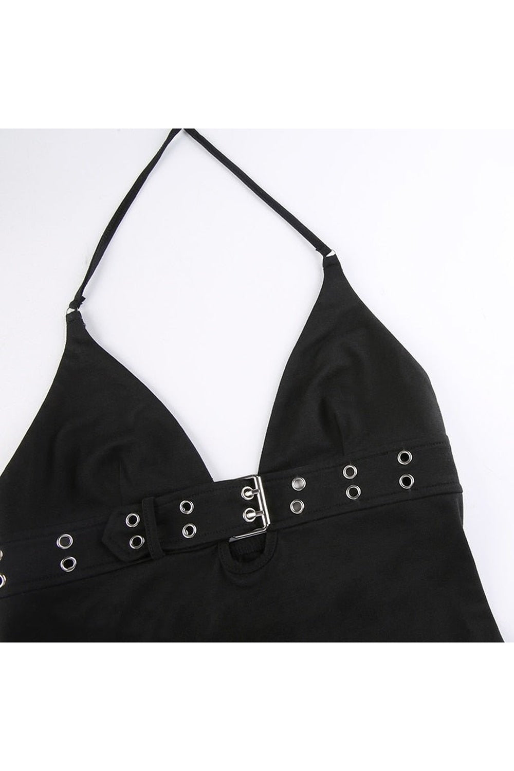 Stylish Backless Hollow Out Black Camisole as picture.