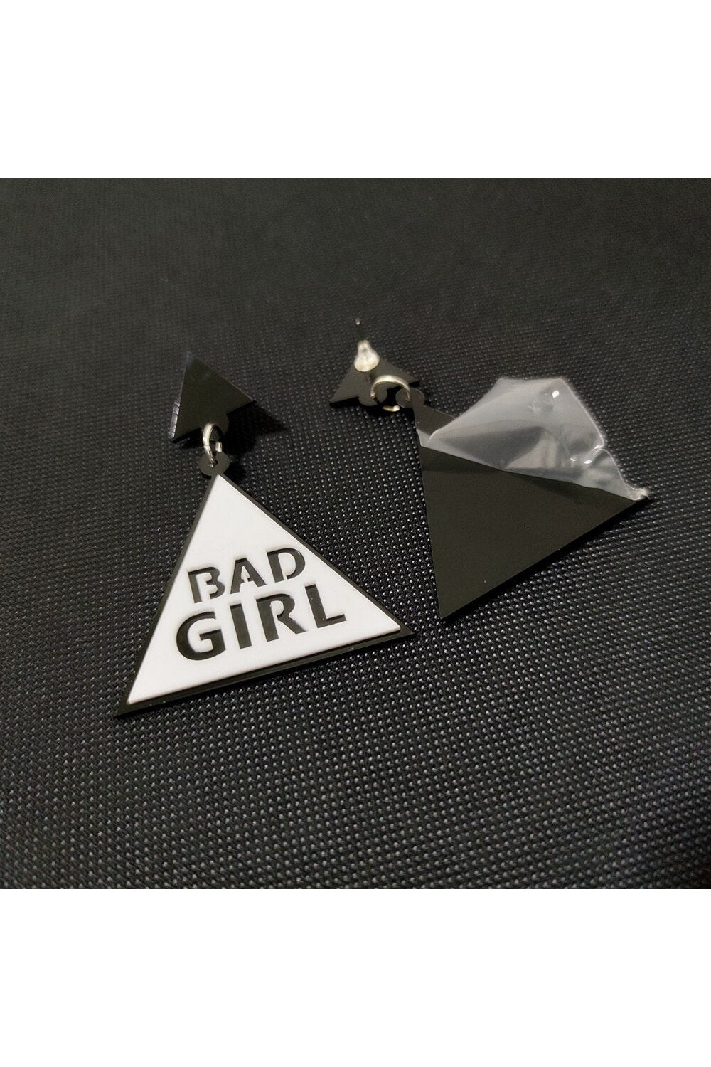 Black earrings "Baddie Bad Girl" style.